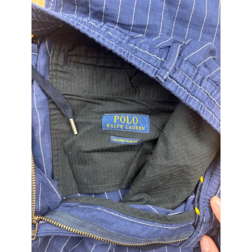Polo Ralph Lauren Mens Tailored Slim Fit Pinstripe Linen Blend Drawstring Pants